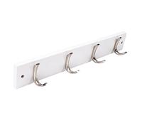 Merriway BH04668 Small Rib Robe Hook x 4 Satin Nickel on White Wood