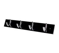 Merriway BH04670 Small Rib Robe Hook x 4 Bright Chrome on Black Wood