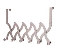 Merriway BH04692 Shiny Concertina Style Over The Door Hanger with 6 Chrome Hooks x 6 Bright Plated