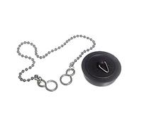 Merriway BH04748 38mm (1.1/2 inch) Basin Plug with 300mm (12 inch) Chrome Plated Chain and S-Hook - Black