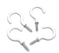 Merriway BH04765 (5 Pcs) Cup Hook White Plastic Coated 32 mm - Pack of 5 Pieces