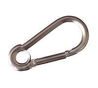 Merriway BH05011 Spring Snap Carabiner Hook with Eye, A2 316 Marine Grade Stainless Steel M6 (1/4 inch)