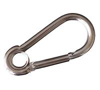 Merriway BH05012 Spring Snap Carabiner Hook with Eye, A2 316 Marine Grade Stainless Steel M8 (5/16 inch)