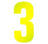 Merriway BH05617 (2 Pcs) Yellow High Visibility Reflective Plastic Stick-On Wheelie Bin Post Box Crate Dust Bin Number 150 mm (6 Inch) Number 3 - Pack of 2 Pieces