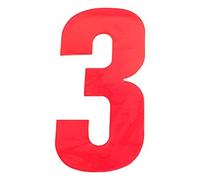 Merriway BH05631 (2 Pcs) Red High Visibility Reflective Plastic Stick-On Wheelie Bin Post Box Crate Dust Bin Numeral 150 mm (6 Inch) Number 3 - Pack of 2 Pieces