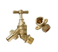 Merriway BH05684 1/2 inch BSP Brass Water Taps with Brass Wall Plate Fixture