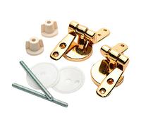 Merriway BH05718 Wooden Toilet Seat Hinge Pair, Brassed Steel