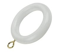 Merriway BH05772 (24 Pcs) Wooden Curtain Drapery Pole Rod Rings with Screw Eye, Inner Diameter 45mm (1.3/4 Inch) Outer Diameter 70mm (2.3/4 Inch) White - Pack of 24 Pieces