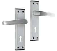 Merriway BH05805 Aluminium Door Handle Lock Set with Black Trim