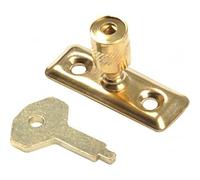 Merriway BH05859 (2 Pcs) EB Window Stay Security Lock and Key Brass Plated - Pack of 2 Pieces
