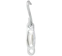 Merriway BH05880 Washing Line Rope Pulley with Hook, 32mm (1.14 inch) Dia.Wheel - Galvanised