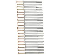 Merriway BH05917 (20 Pcs) Hammer Type Solid Wall Fixing with Nylon Plug, M6 x 70mm (1/4 inch x 2.3/4 inch) - Pack of 20 Pieces, White