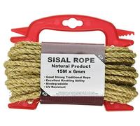 Merriway BH05944 Sisal Rope on Hand Reel, 15M x 6mm (48.3/4ft x 1/4 inch)