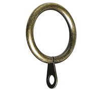 Merriway BH05946 (8 Pcs) Metal Curtain Drapery Pole Rod Rings with Fixed Eye, Inner Dia.45mm (1.3/4 inch) Outer Diameter 50mm (2 inch) Antique Brassed - Pack of 8 Pieces