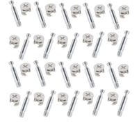 Merriway BH06260 Flat Pack Furniture Cabinet Fixing Screw Locking Cam Bolt Nut (15mm x 11.5mm) And Dowel (M6 x 35mm), Set of 20 Piece