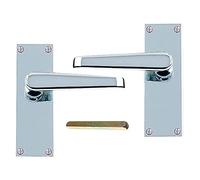 Merriway BH06365 Victorian Latch Handle Set Chrome 113mm, Silver Tone