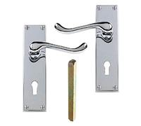 Merriway BH06366 Victorian Scroll Lock Set Chrome 150mm, Silver Tone