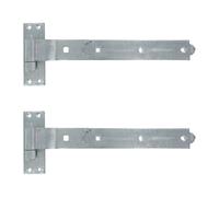 Merriway BH06864 Gate Hinges Heavy Duty Hook and Band Cranked Necked Galvanised 350mm (14 Inch) - Pack of 2 Pieces