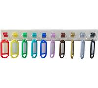 Merriway BH06981 White Wall Mounted Hanging Multi Key Rack Holder Organiser, Self Adhesive with 10 x Coloured Plastic Tags