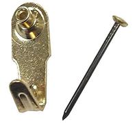 Merriway BH06983 Breakweight-125 Pieces Picture Hooks/Hangers Assorted Heavy Duty Steel & Nails from 10lb to 100lb Breakweight, Gold Tone
