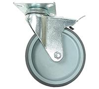 Merriway BH07014 Swivel Castor Wheel Heavy Duty TPR with Brake, Max 90kg 100mm (4 inch), Silver Tone (4")
