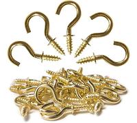 Merriway BH07300 (100 Pcs) Shouldered Mug Cup Hooks, Electro Brassed EB 25 mm - Pack of 100 Pieces