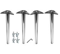 Merriway BH07589 (4 Pcs) Table Breakfast Bar Legs, Chrome Plated 60mm (2.3/8 inch) Diameter, Adjustable Height 710mm to 740mm (28.4 inch - 29.6 inch) - Pack of 4 Pieces