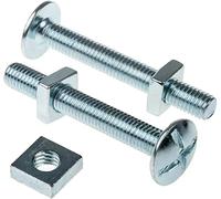 Merriway BH07602 (8 Pcs) Roofing Bolt & Nut Bright Zinc Plated Steel M8 x 70mm - Pack of 8 Pieces, Silver