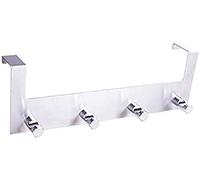 Merriway BH07688 Space Saving Over-The-Door Hanger, 4 Hooks with Bright Chrome Finish, Silver Tone