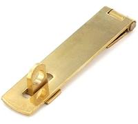 Merriway BH07773 Brass Hasp & Staple Polished & Lacquered 4 Inch Hasp and Staple, Gold