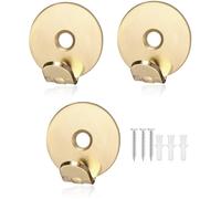Merriway® BH08132 Round Picture Hooks, Brassed, with fixings - 21mm Dia. & 5mm Hole (Pack of 3)