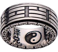 MERRIYARD Vintage 925 SterlingSilver Taoism Tai Chi Yin Yang Spinner Ring Band Fidget Jewellery for Men Women Size(59mm)