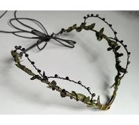 Merroyal Fairy Crown and Elf Ears Set, Woodland Crescent Moon Headpiece with 2 Pairs Soft Elven Ears, Renaissance Festival Cosplay Accessory (Black Sliver)