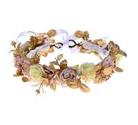 Merroyal Flower Girl Crown Bride Floral Crowns Maternity Bridesmaid Hair Wreath Wedding Photo Props (Ivory Gold Coffee)
