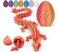 Merrwon 3D Printed Dragon Egg with Dragon (28.5cm) Inside, 3D Printed Articulated Crystal Animals Easter Toys & Decor, Unique Easter Gift for Kids, Teens, Adults, Collectors, Laser Red
