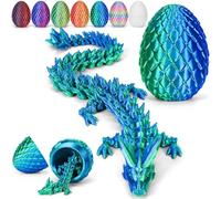 Merrwon 3D Printed Dragon Egg with Dragon (28.5cm) Inside, 3D Printed Articulated Crystal Animals Easter Toys & Decor, Unique Easter Gift for Kids, Teens, Adults, Collectors, Laser Dark Green