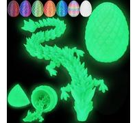 Merrwon 3D Printed Dragon Egg with Dragon (28.5cm) Inside, 3D Printed Articulated Crystal Animals Easter Toys & Decor, Unique Easter Gift for Kids, Teens, Adults, Collectors, Glow in the Dark