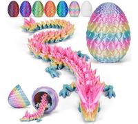 Merrwon 3D Printed Dragon Egg with Dragon (28.5cm) Inside, 3D Printed Articulated Crystal Animals Easter Toys & Decor, Unique Easter Gift for Kids, Teens, Adults, Collectors, Rainbow Color