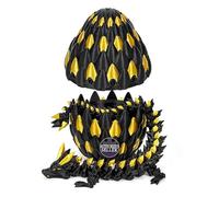 Merrwon 3D Printed Dragon Egg with Dragon (28.5cm) Inside, 3D Printed Articulated Crystal Animals Easter Toys & Decor, Unique Easter Gift for Kids, Teens, Adults, Collectors, Black Gold