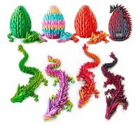 Merrwon 4PCS 3D Printed Dragon Eggs, 3D Printer Articulated Crystal Dragon Fidget Toys and Decoration, for Kids