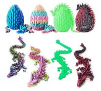Merrwon 4PCS 3D Printed Dragon Eggs, 3D Printer Articulated Crystal Dragon Fidget Toys and Decoration, for Kids