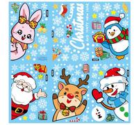 Merrwon Christmas Window Clings,Christmas Window Stickers,Reusable Xmas Window Decals with Santa Claus Reindeer Snowman, Double-Side Xmas Snowflake Window Clings for Winter Party S