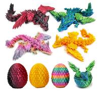 Merrwon Set of 4 3D Printed Magnetic Flight Kites with Dragon Egg - 3D Dragon with Wings in the Egg, Creative Toy, Gift & Decoration (A)