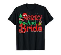 Merry and Bride Santa Hat Wedding Bridal Party Christmas T-Shirt