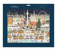 Merry and Bright Christmas Advent Calendar | Traditional Large London Picture Advent Calendar with Market, Ice Skaters and Glittering Tree - 37.5x45.5cm