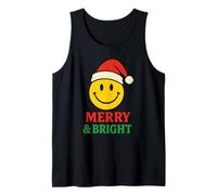 Merry and Bright Santa Hat Smile Face Christmas Holiday Cute Tank Top