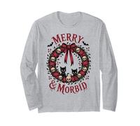 Merry and Morbid Christmas Funny Cute Cats Goth Creepy Xmas Long Sleeve T-Shirt