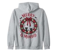 Merry and Morbid Christmas Funny Cute Cats Goth Creepy Xmas Zip Hoodie