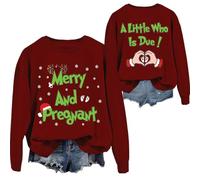 Merry And Pregnant Sweatshirt A Little Who Is Due Sweatshirt Maternity Christmas Shirts Claret