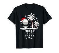Merry and Salty Christmas Palm Tree Design Value Graphic T-Shirt